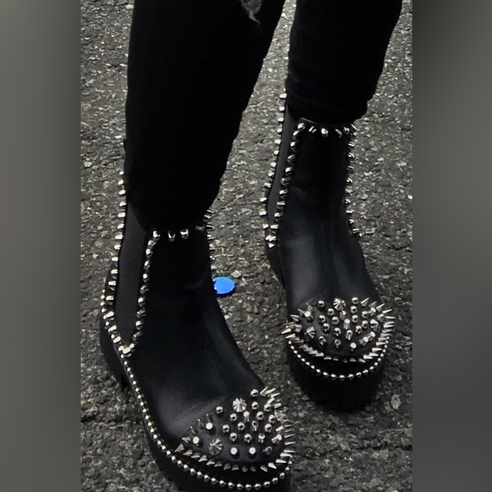 Black Silver studded Ankle boots🔥🔥🔥